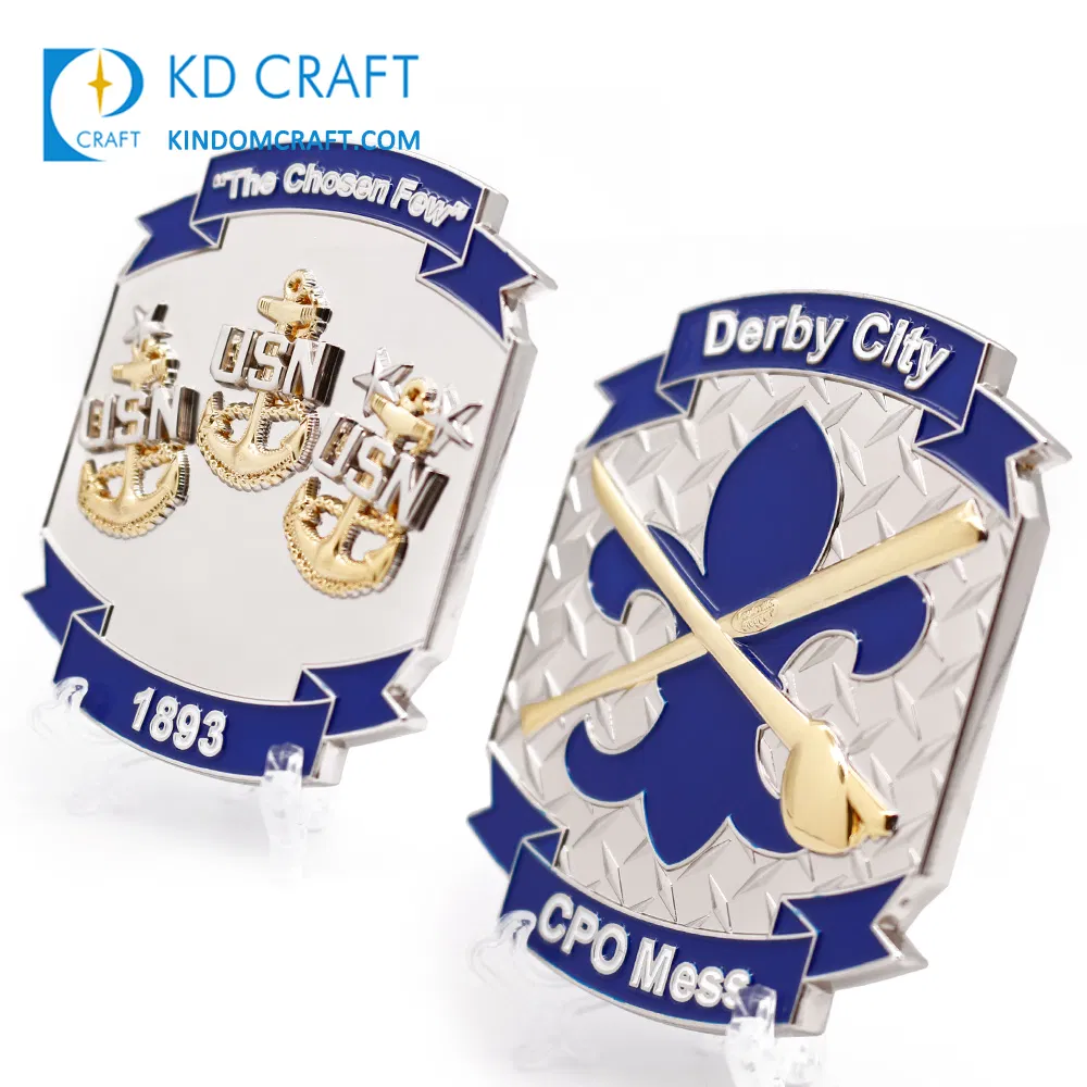 Customized Metal Zinc Alloy 3D Antique/Silver Plating Souvenir Engraved Japan Samurai Coins Open Custom Commemorative Military Navy Chief Cpo Challenge Coin