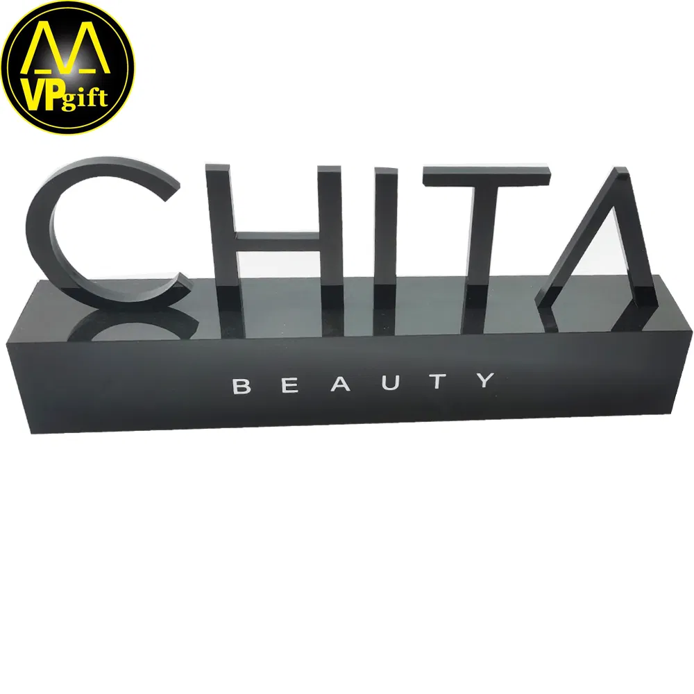 China Customer Design Logo Awards Trophy Plastic Crystal Acrylic Company Name Logo Table Souvenir Medal