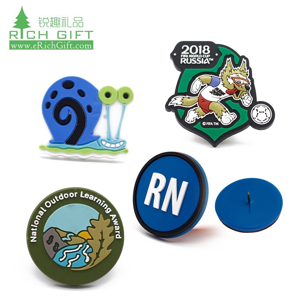 Promotional Custom 3D Logo Silicon Silicone Patch ID Name Pin Badge Promotion Wholesale Clothing Clothes Garment Embossed Magnet Plastic Soft PVC Rubber Badge