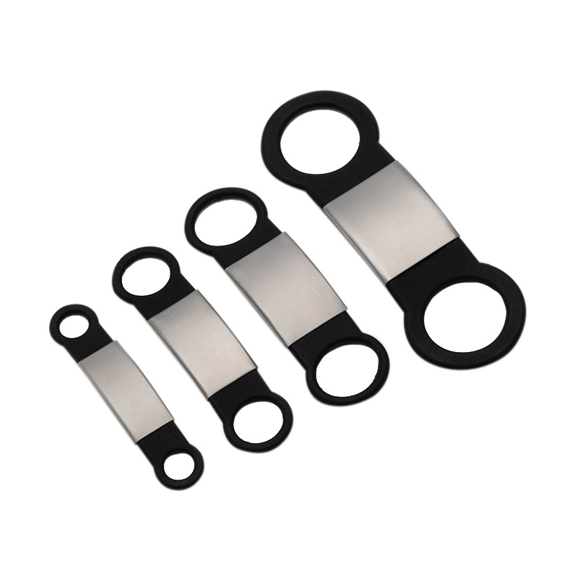 Dog ID Tag Silicone Slider Collar Tag Stainless Steel Plate &amp; Silicone Rubber Pet ID Name Tags