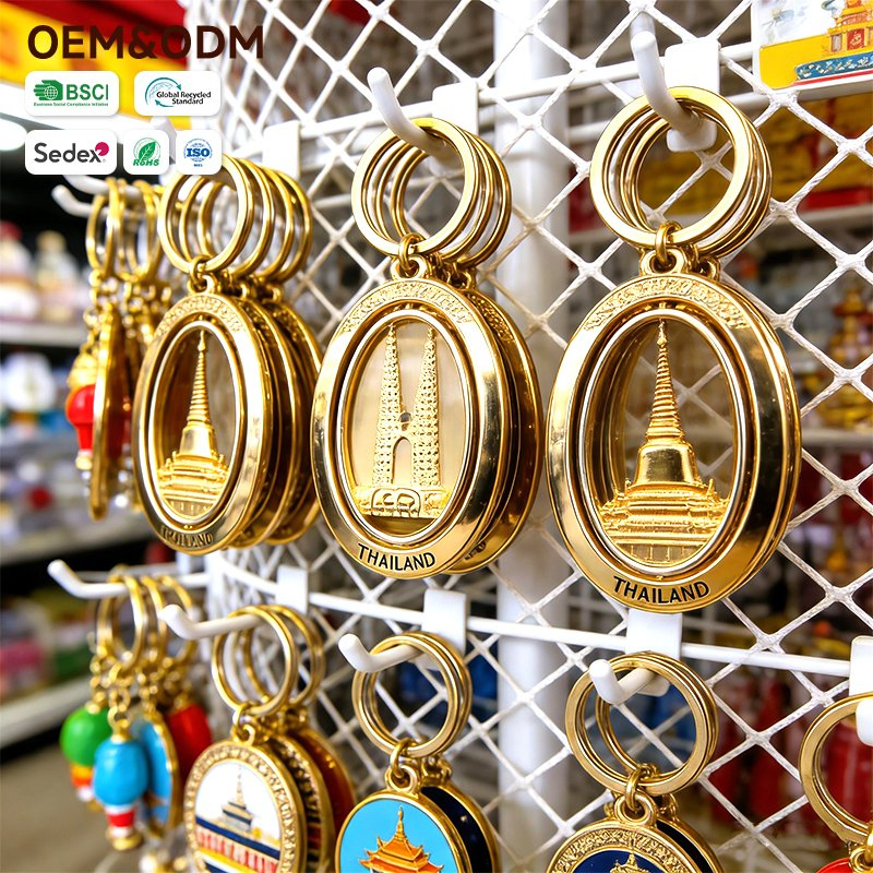 3D Embossed Japan FUJI Golden Keychain - Enamel Filled Chinese Landmark Tourist Souvenir Keychains