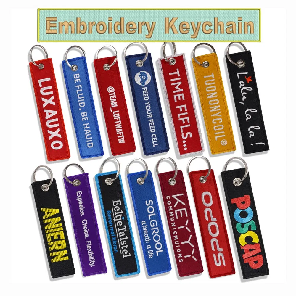 China Factory Promotional Personalized Fashion Gift Custom Logo Promotion Metal/LED/Leather/Rubber/PU/PVC Keychain Embroidered Fabric Embroidery Patch Key Ring