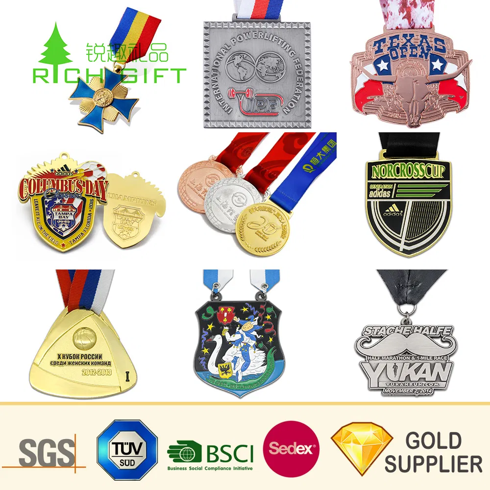 Factory Supply Custom Metal Brass Stamping 3D Logo Festival Souvenir Award Conmemorativa Dragon Boat Badge Honor Medal