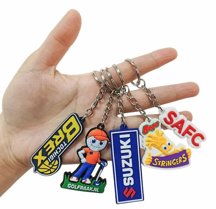 Custom Logo 3D Embossed PVC Rubber Car Promotional Keychains Wholesale