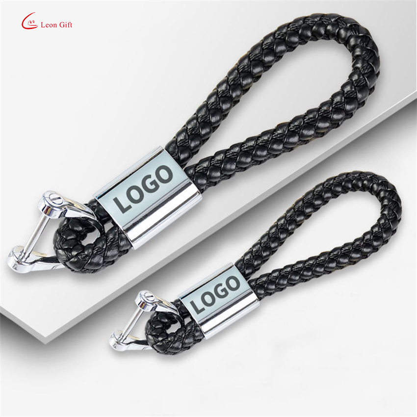 Wholesale Custom Logo Fashion Business Car Key Leather Braided Lanyard Accessories Horseshoe Buckle Key Chain Charm Metal Leather Keychain