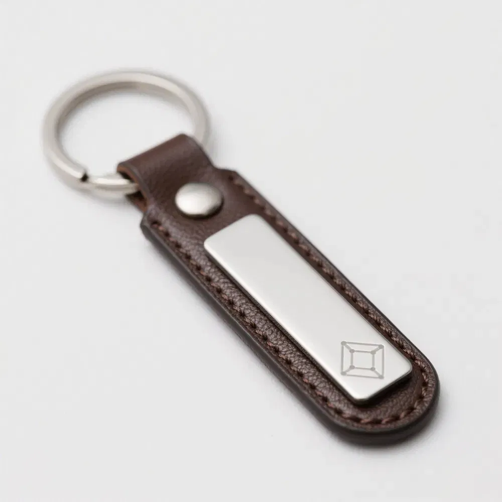 Personalized Design Custom Engraved Car Brand Logo Promotional Metal PU Leather Keychain