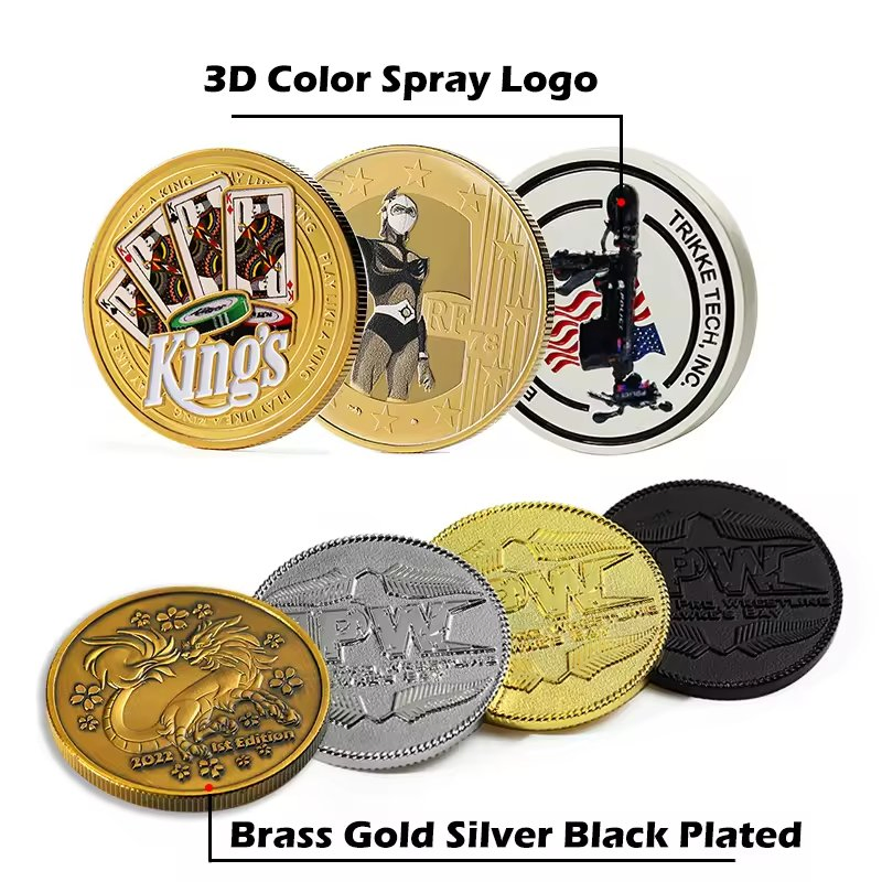 Wholesale Souvenir Coin Brass Gold Silver Challenge Coin Custom Design 3D Zinc Alloy Metal Soft Hard Enamel Commemorative Coin