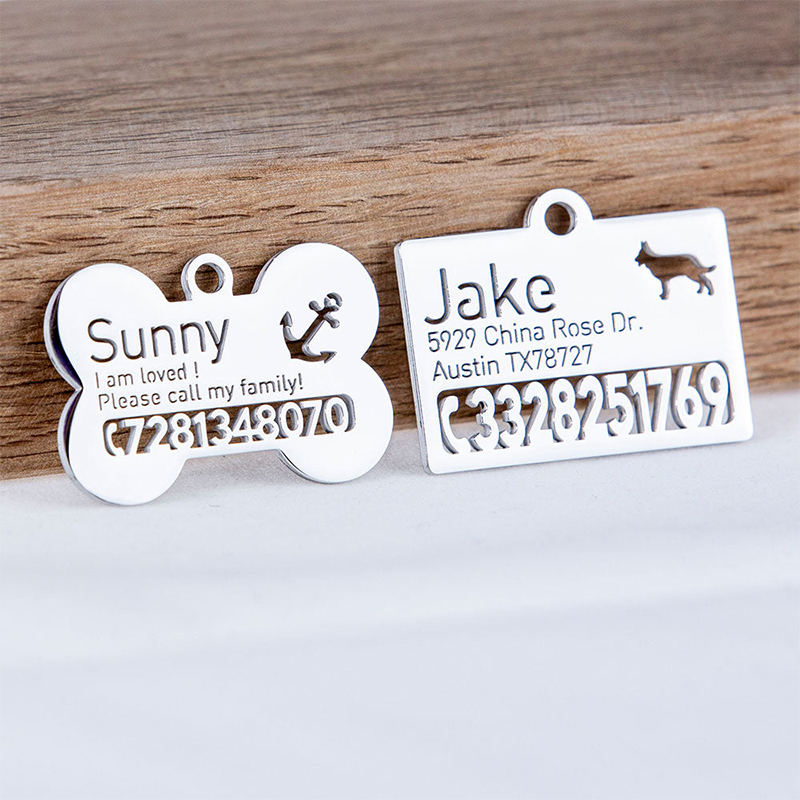 Personalized Dog ID Tags Custom Logo Accessories Pet Blank Bone Dog Tag