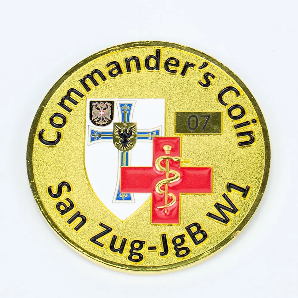 Custom Gold Plated &amp; Sandblasted Finish Military Army Challenge Coin