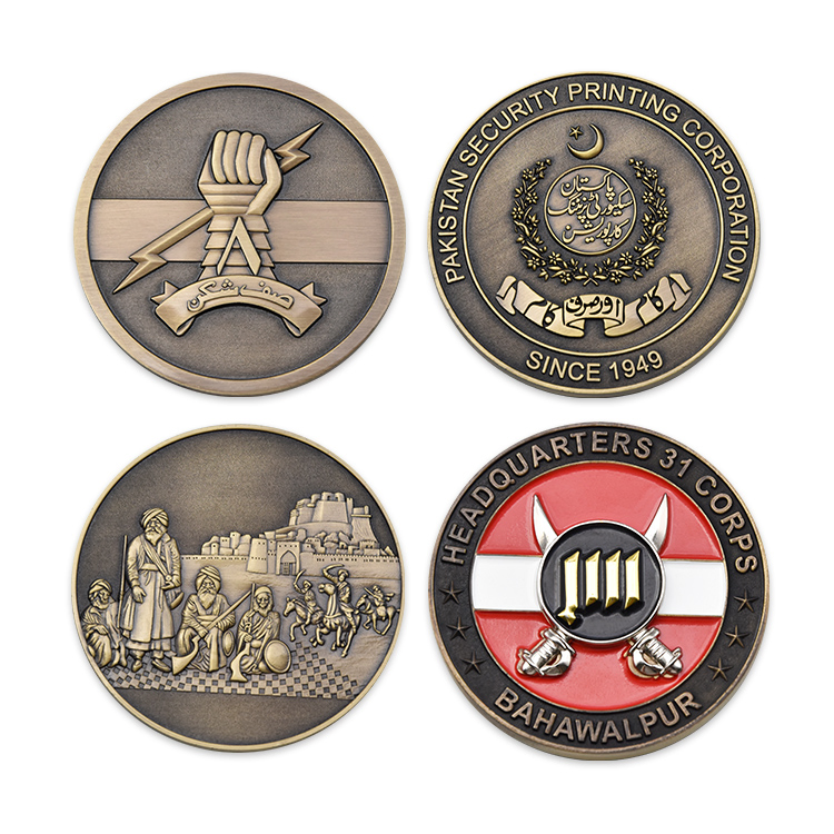 Custom Metal Coins Commemorative Antique Bronze Plated Soft Enamel Zinc Alloy 3D Challenge Coin