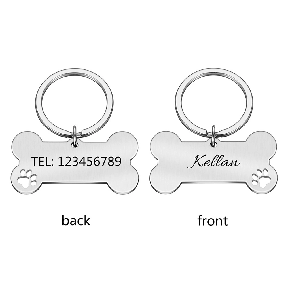 New Design Personalized Pet Cat Dog ID Collar Accessories Bone Engraved Tag Collar Tag