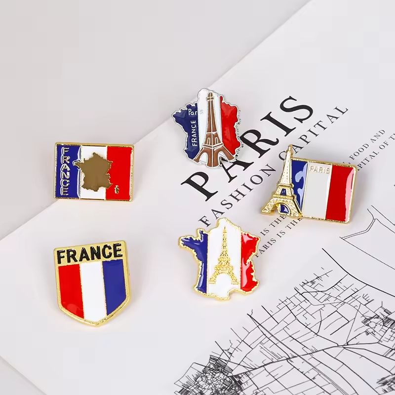 Custom Logo Soft Hard Enamel Flag Pins Metal France Flag Pin Badge