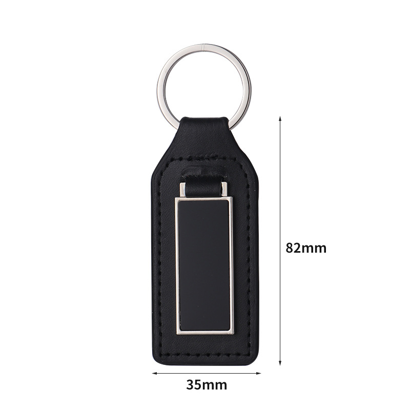 Wholesale PU Leather Keychain Laser Logo Blank Keyring Car Gift Metal Keychain