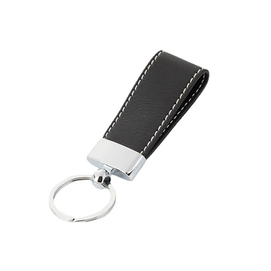Custom Logo Promotional Metal and Leather Keyring for Business