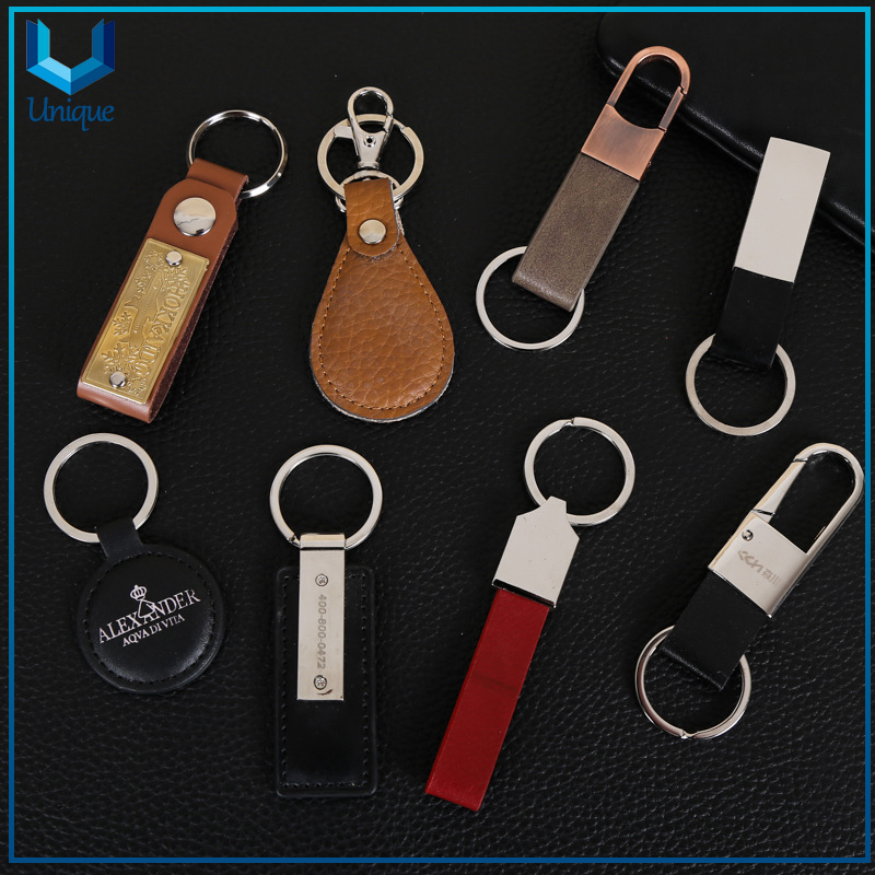 Manufacturer Custom Personalized Designer Logo Sublimation Blank 3D Metal Leather Keyring Keychain, Custom Leaher Keychain for Car