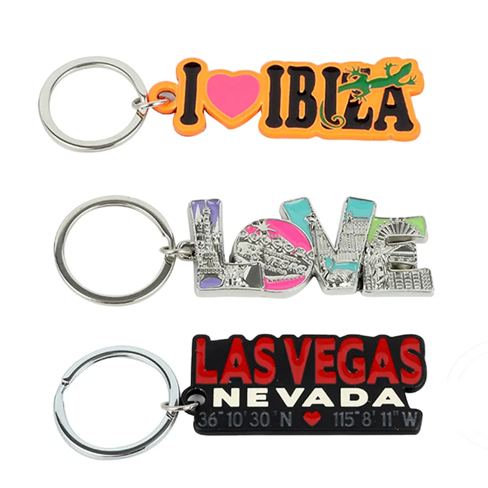 Wholesale Travelling Custom Logo Big Love Letter Metal Promotional Gift Keyring