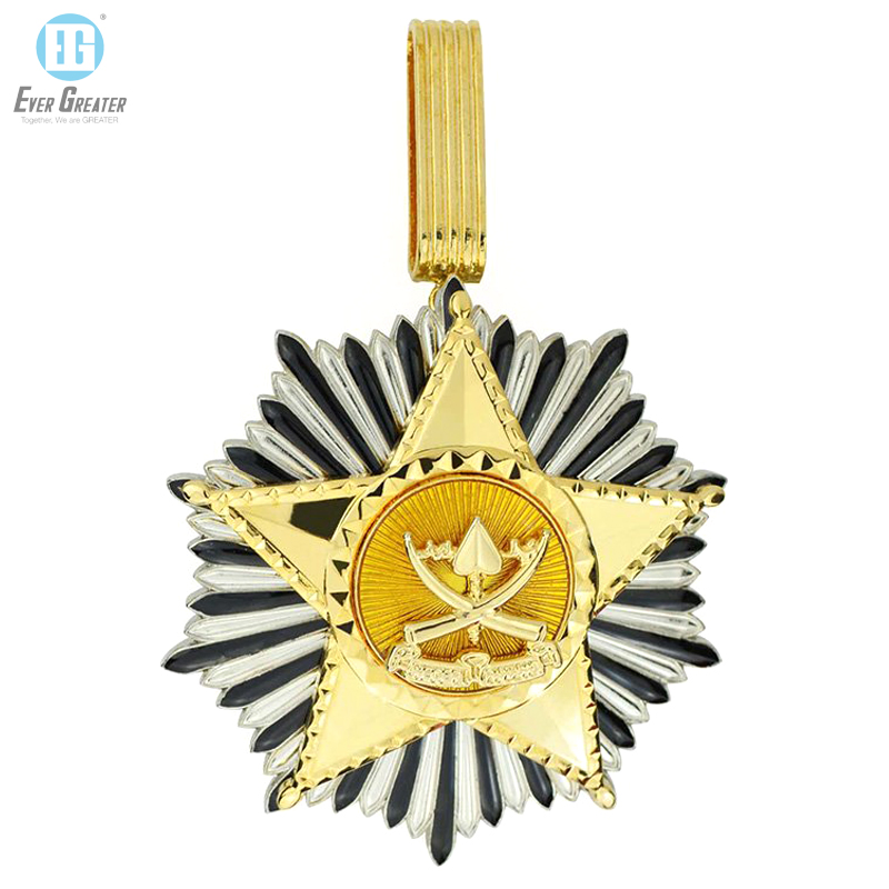 Factory Custom Metal Enamel Souvenir Award Medal with Ribbon