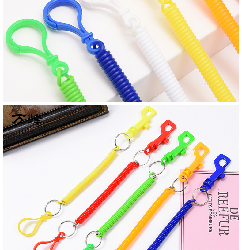 Telephone Cord Spring Rope Color Spiral Key Chain Plastic Transparent Retractable Rope