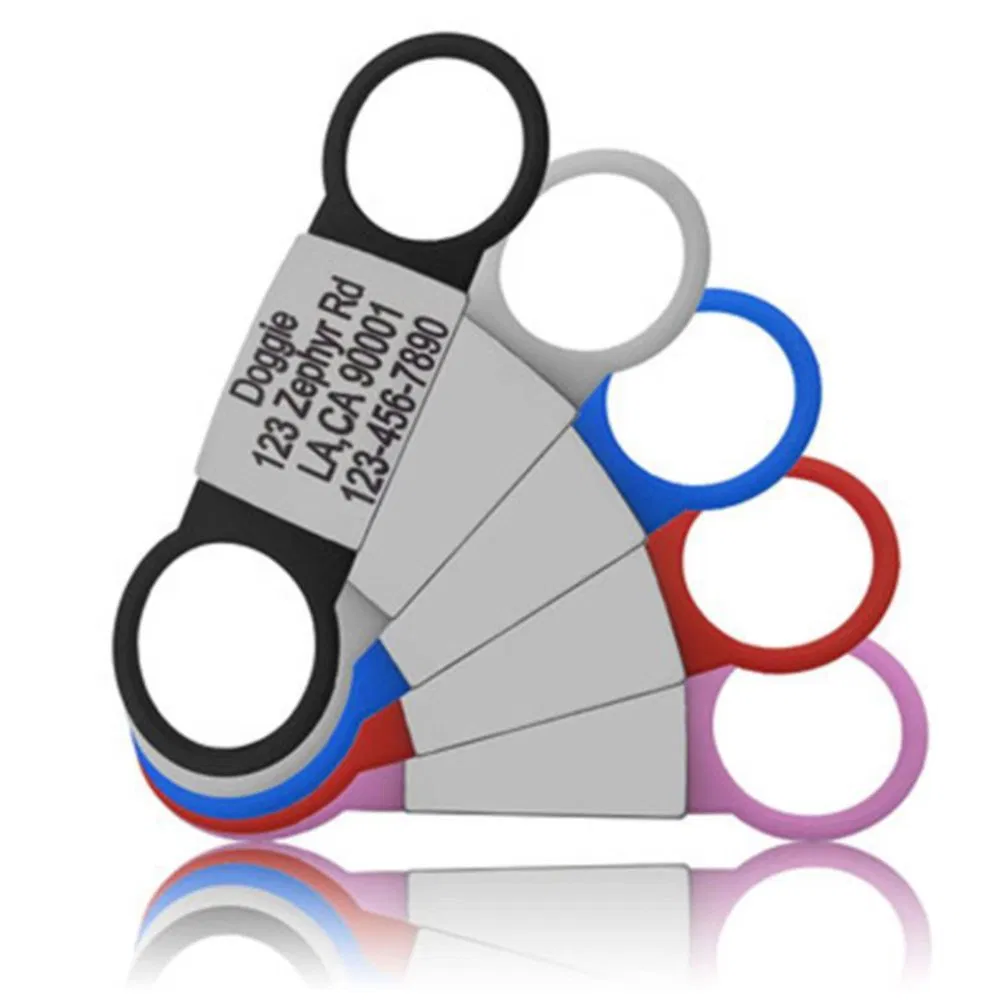 Silicone Stainless Steel Dog Collar Tag Slide on Dog ID Tag