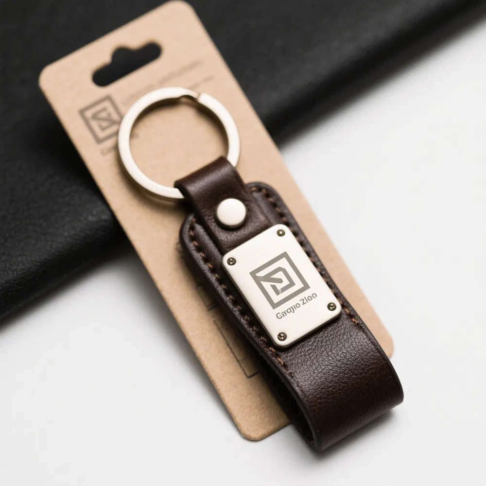 Manufacture Custom Label Logo Real Blank Metal Circle Leather Loop Key Chain Genuine Luxury PU Leather Key Chain