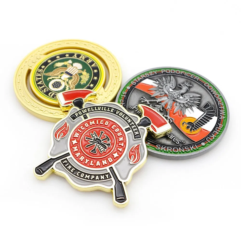 High Quality Custom 3D Logo Silver Antique Copper Plated Metal Challenge Commemorative Coin Silver Coins Souvenir Gift Enamel Challenge Coin