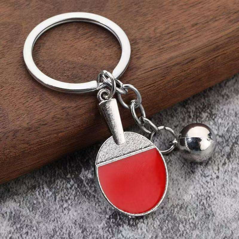 Elite Sports Combo 4-in-1 Cartoon Metal Keychains Golf Ping Pong Badminton Keyring