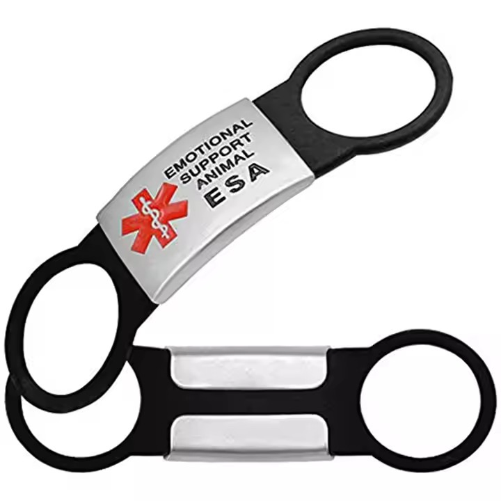 Personalized Silicon Metal Animal ID Collar Tags Long Pull Ring Name Plate Pet Tags for Dogs and Cats Access Control Product