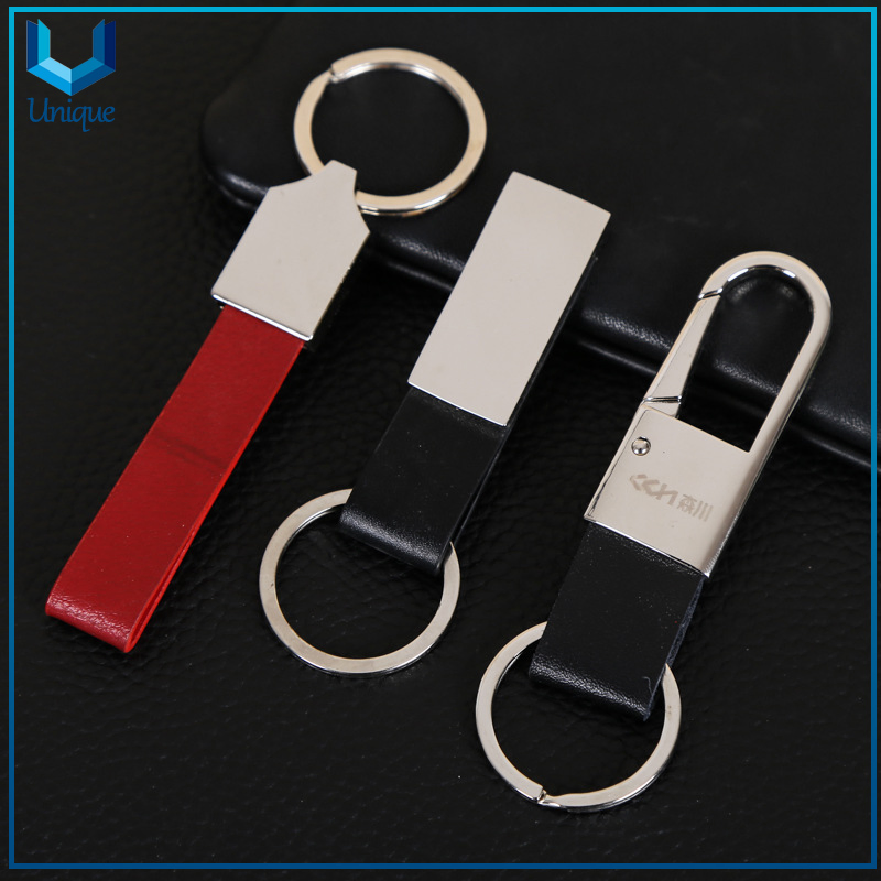 Manufacturer Custom Personalized Designer Logo Sublimation Blank 3D Metal Leather Keyring Keychain, Custom Leaher Keychain for Car