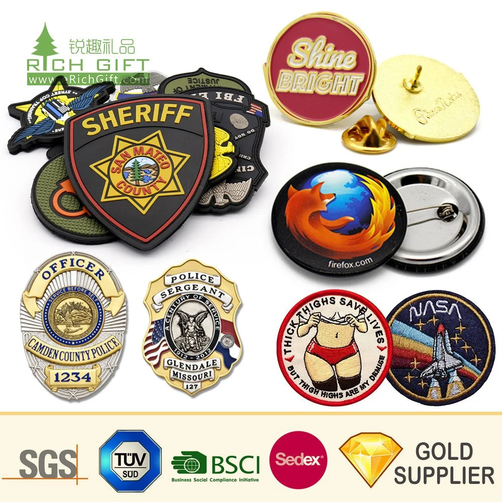 No Minimum Custom Security Embroidery Woven Car Name Tag School Sports Meet Event Silicone Rubber Soft PVC Lapel Pin Metal Enamel Magnetic Button Badge