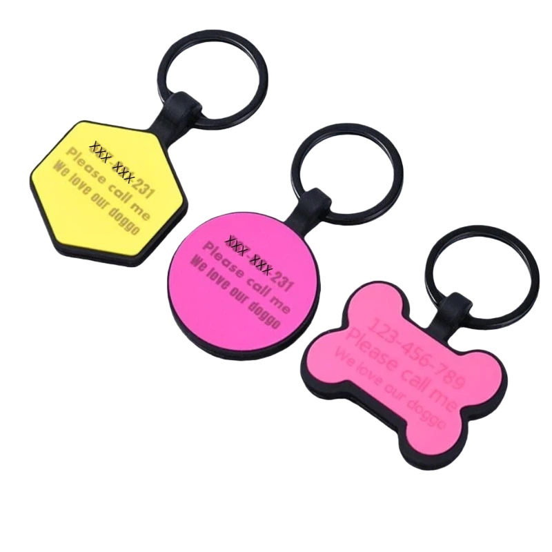 Wholesale&Custom Personalized Silicone Pet ID Tag - Dog/Cat Qr Code Engravable Slider Collar Accessory