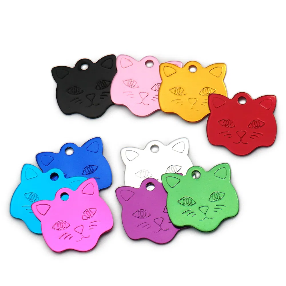Pet Collar Personalized Dog and Cat Tags Custom Engraved Cute Glitter Paw Cat Puppy Dog Mini Pendant Pet Accessories
