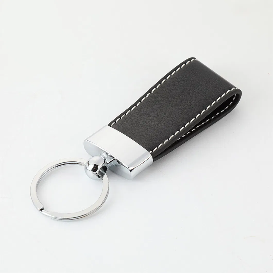 Custom Logo Promotional Metal and Leather Keyring for Business