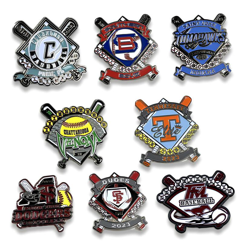 Wholesale No Minimum Custom Logo Metal Craft Emblem Fashion Metal Button Badge Soft Hard Enamel Metal Glitter Baseball Trading Lapel Pin Badge