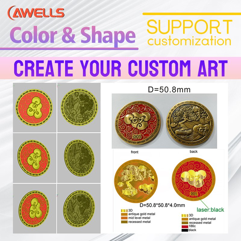 China Manufacturer Custom Antique Nickel Plated Soft Enamel Old Collectible Embossed Brass Silver Gold Metal Challenge Coin