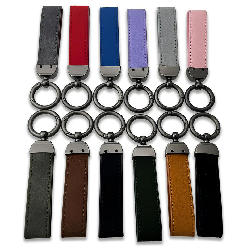 Factory Car Key Chains Brand Logo Metal Black Key Holder Accessories Gift PU Leather Keychain