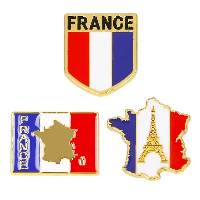 Custom Logo Soft Hard Enamel Flag Pins Metal France Flag Pin Badge