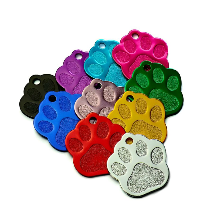 Pet Collar Personalized Dog and Cat Tags Custom Engraved Cute Glitter Paw Cat Puppy Dog Mini Pendant Pet Accessories