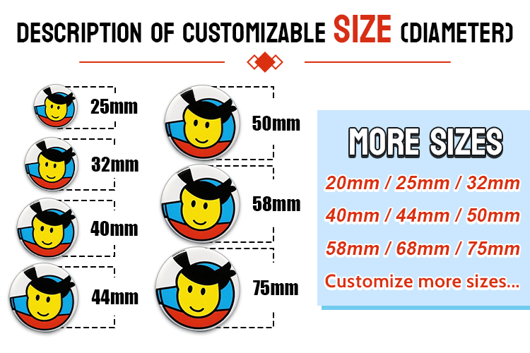 Personalized Custom Blank Metal Pin Badge Button Round Custom Button Badges Printed Button Badge 58mm