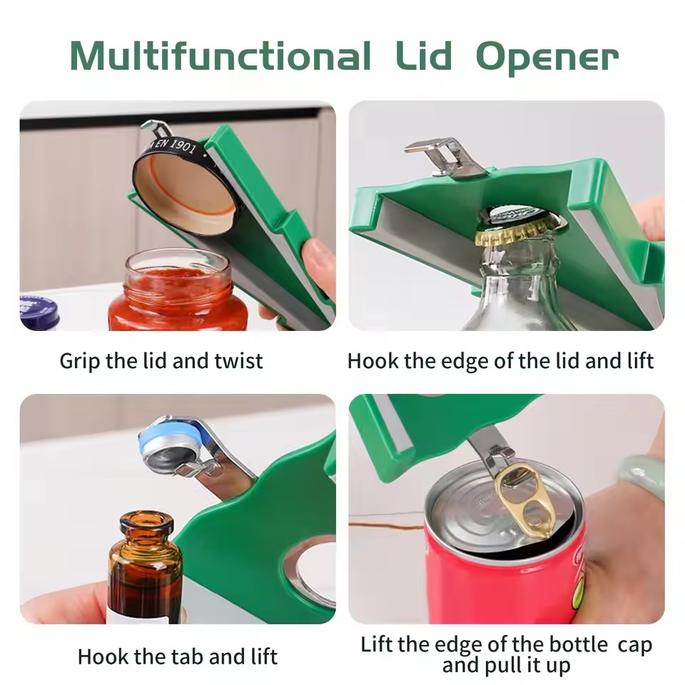 Multi-Function Adjustable Jar &amp; Bottle Opener Non-Slip Heavy-Duty Kitchen Lid Remover Ez30603