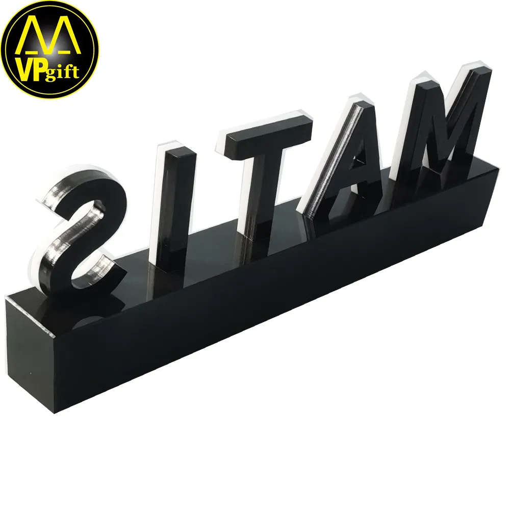 China Customer Design Logo Awards Trophy Plastic Crystal Acrylic Company Name Logo Table Souvenir Medal