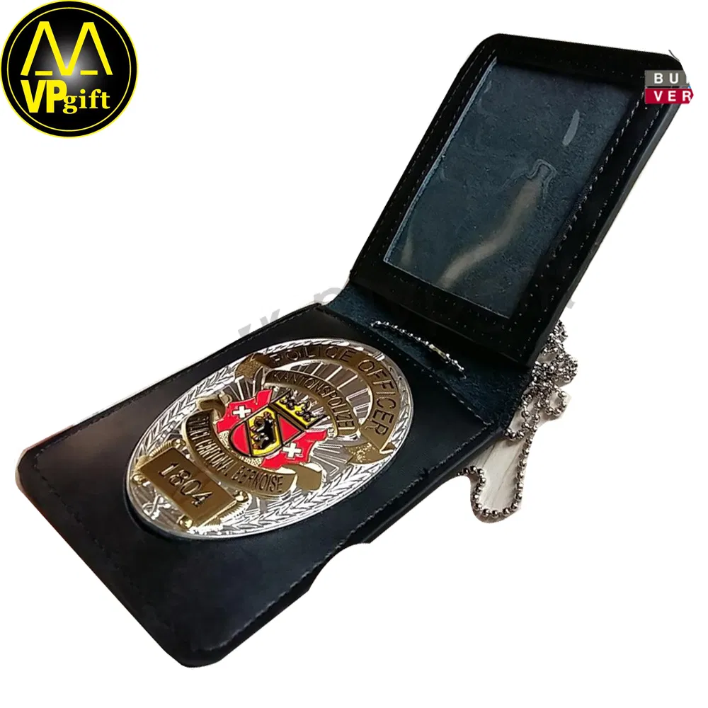 China Custom Craft Personalized Sublimation Gift Logo Military Car Security Officer Enamel Lapel Pin Name Football Magnetic Metal Police Badges with Wallet