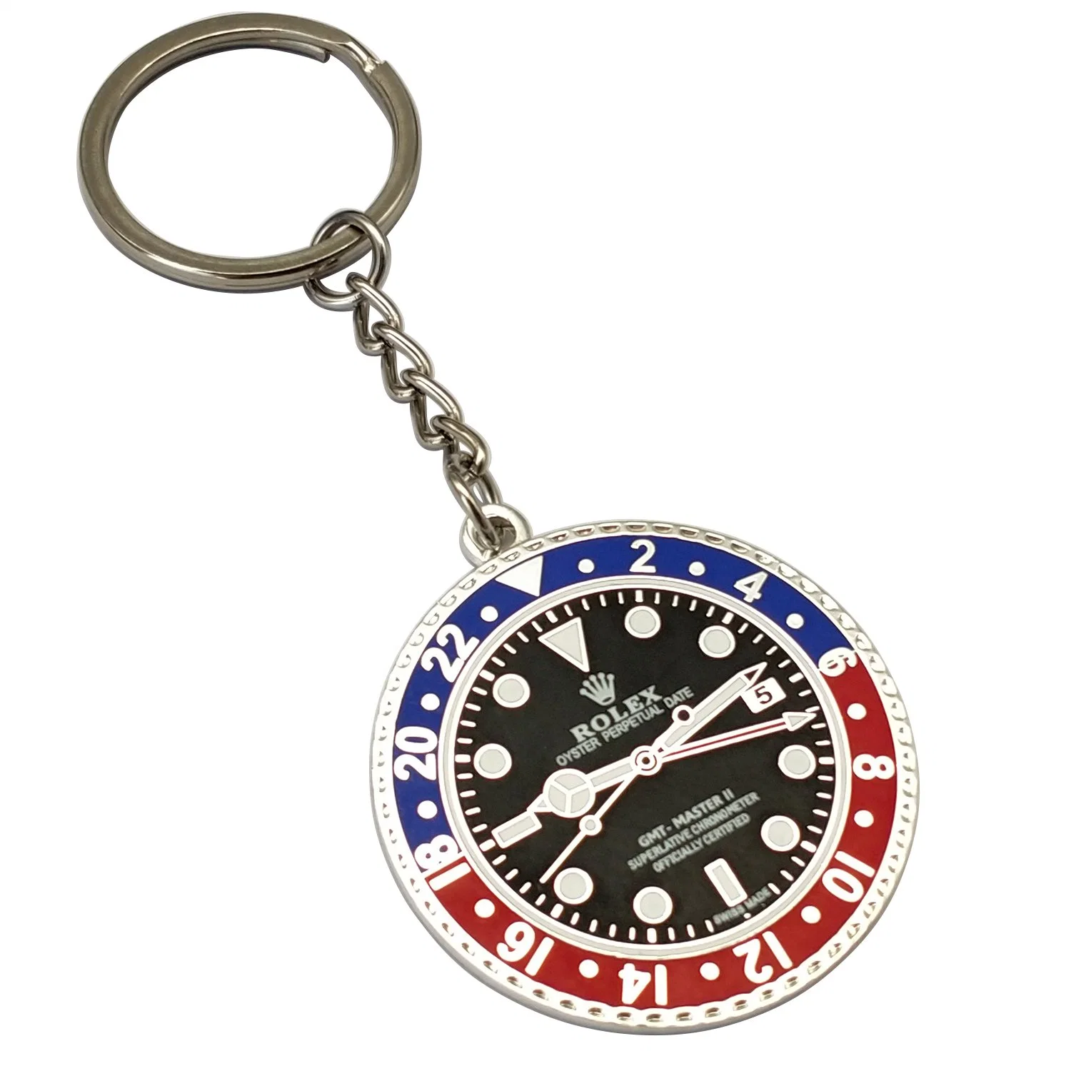 Wholesale Custom Enamel Crafts Promotional Gift Name Tag Company Activity Souvenir Keyfob Holder Fancy Metal Scenery Clock Key Chains with Design