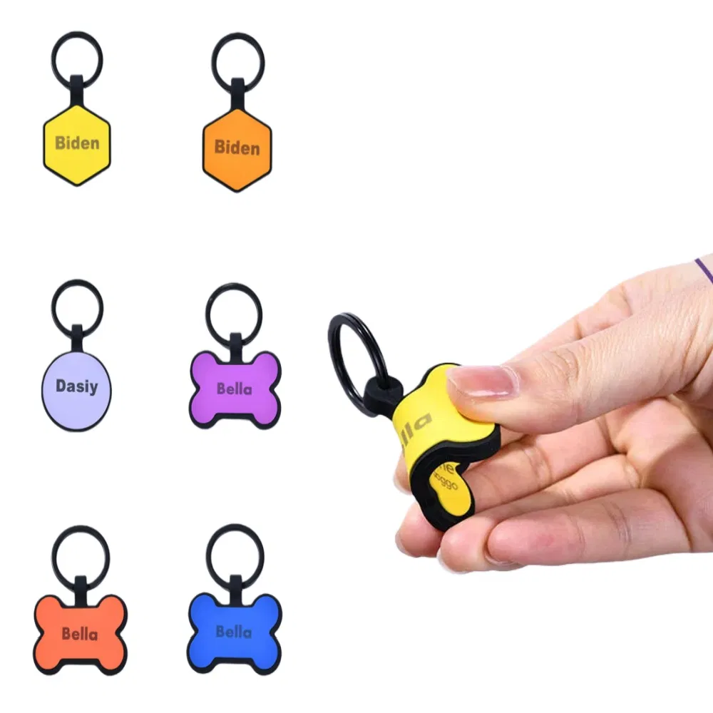 Wholesale&Custom Personalized Silicone Pet ID Tag - Dog/Cat Qr Code Engravable Slider Collar Accessory