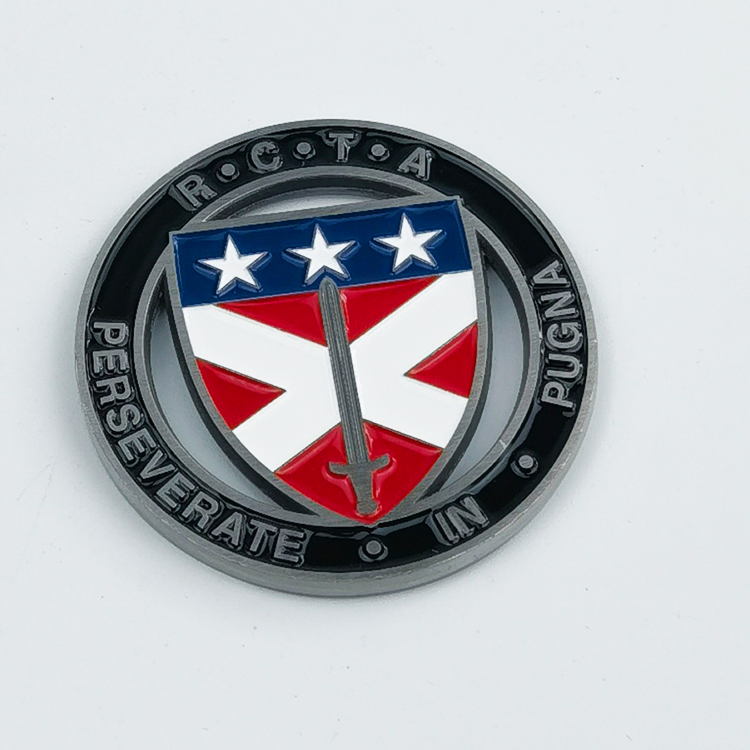 High Quality Custom 3D Logo Silver Antique Brass Plated Metal Challenge Commemorative Coin Silver Coins Souvenir Gift Enamel Challenge Coin