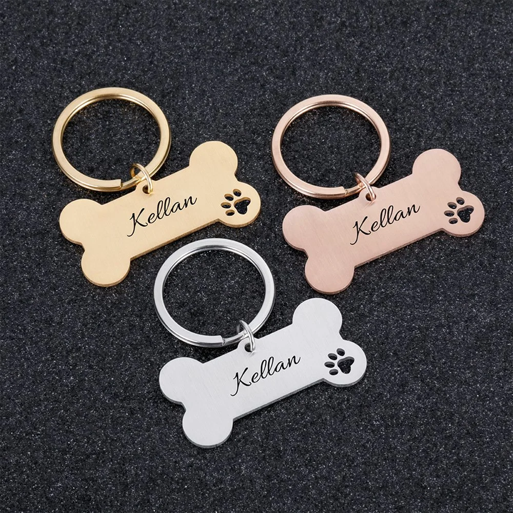 New Design Personalized Pet Cat Dog ID Collar Accessories Bone Engraved Tag Collar Tag