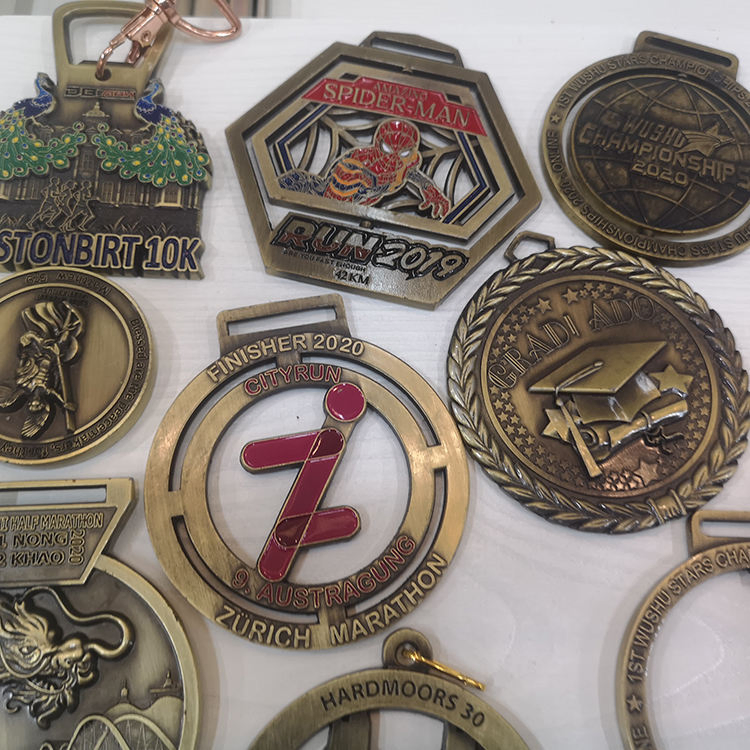 Custom Blank Gold Plated Souvenir Metal Sports Award Medal with Ribbons