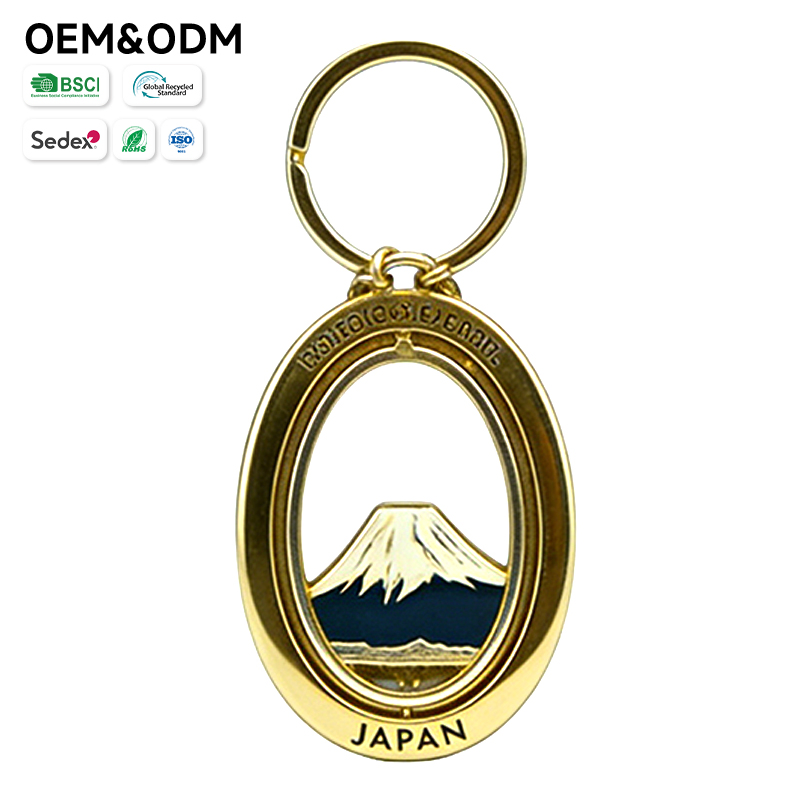 3D Embossed Japan FUJI Golden Keychain - Enamel Filled Chinese Landmark Tourist Souvenir Keychains