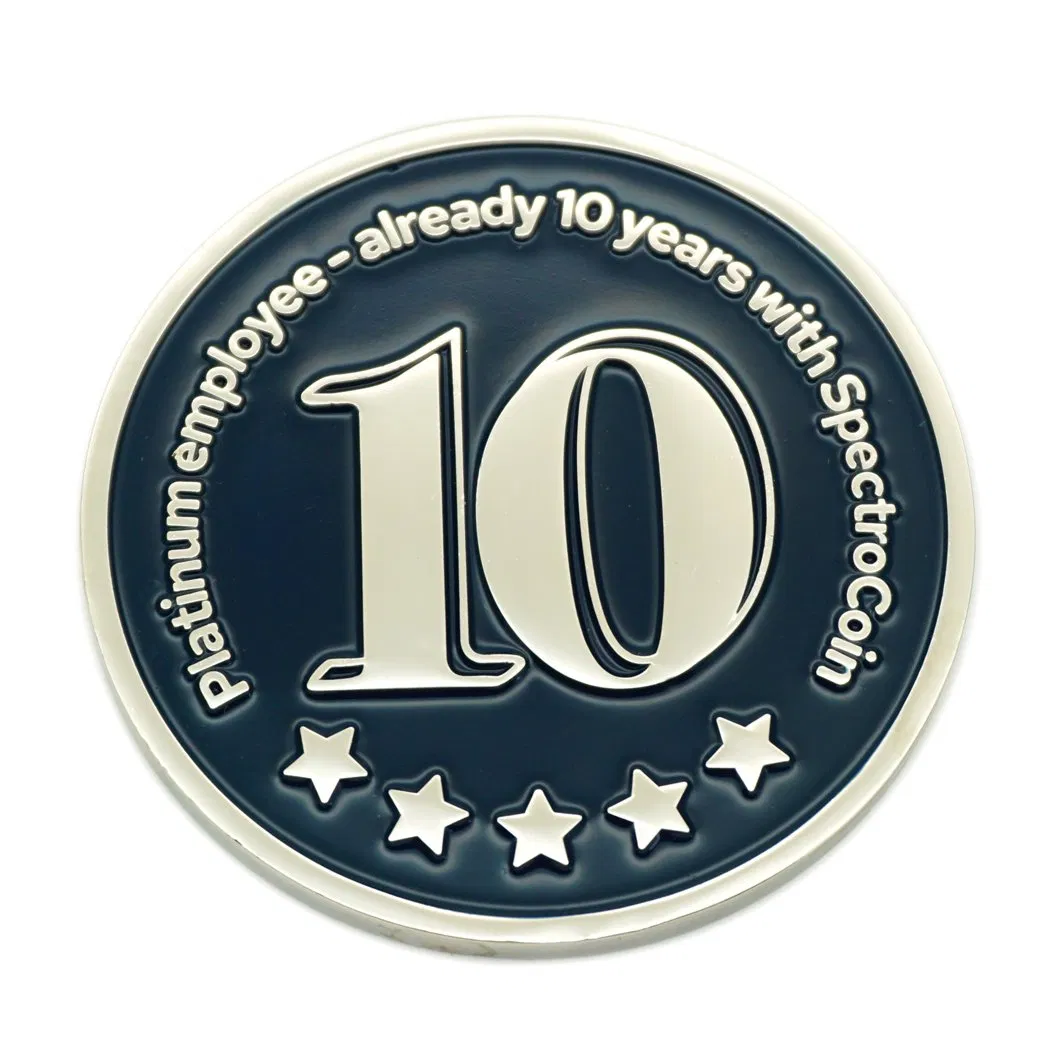 No Minimum Custom Cheap Gold Engraving Coin Metal Zinc Alloy Commemorative 5 Years Hard Soft Enamel Golden Metal Challenge Coin