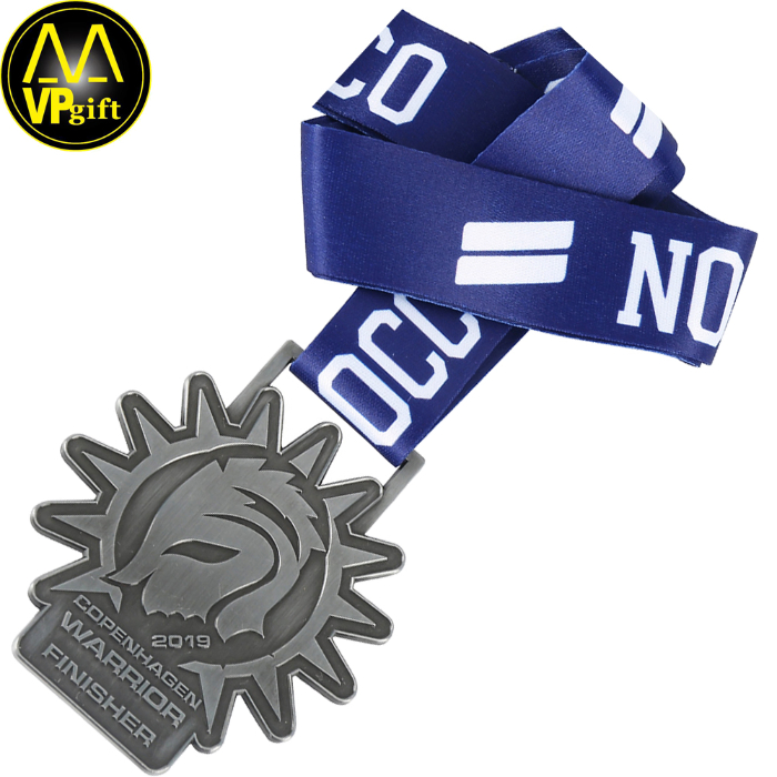 Guangzhou Factory Custom Made Antique Brass Plated Metal Alloy 3D Human Figure Portrait Craft Commemorative Souvenir Medallion Customized Blue Ribbon Medal