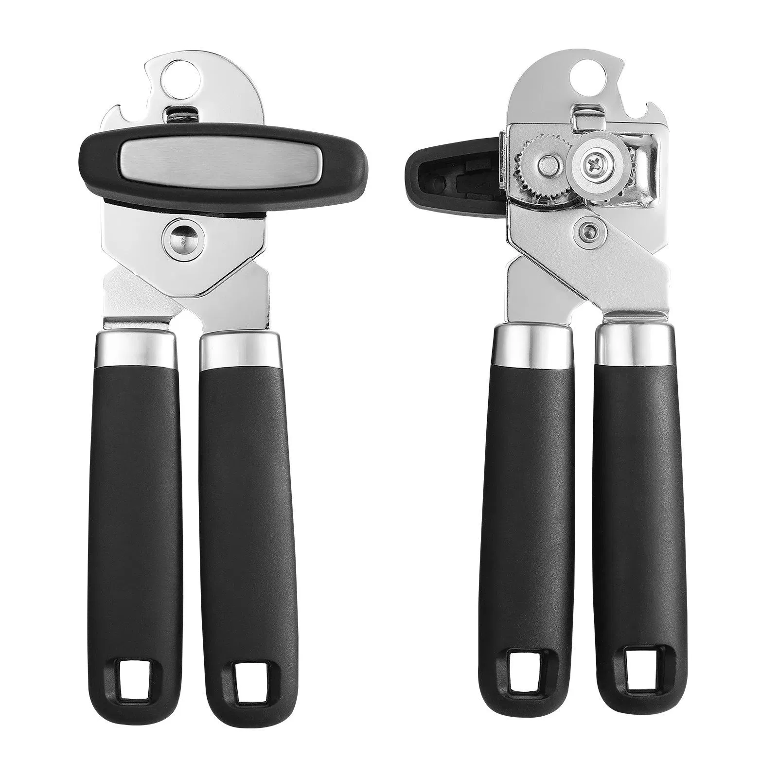 Stainless Steel Can Opener: Multi-Function Design with Bottle Opener &amp; Ergonomic Grip